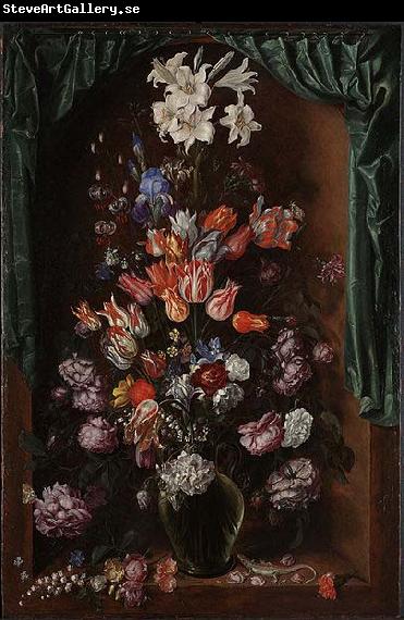 Jacob de Gheyn II Vase of Flowers with a Curtain